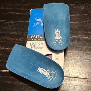 VASILY Unisex 3/4 Blue Orthotic Insoles medium moldable custom inserts for shoes